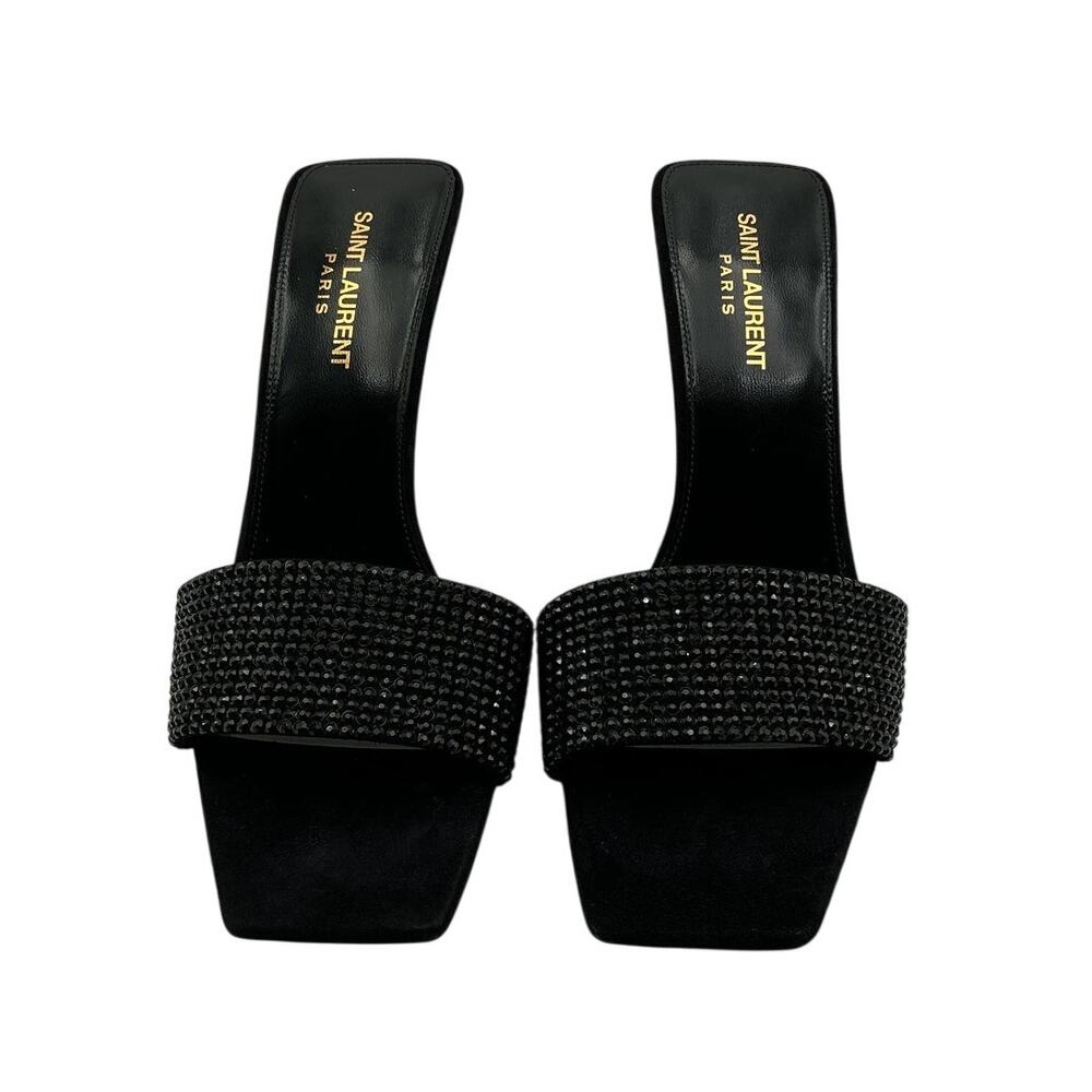 Saint Laurent Embellished Black Lucky Evening Mules Size 38.5 EU / US 8.5 - Picture 2 of 4